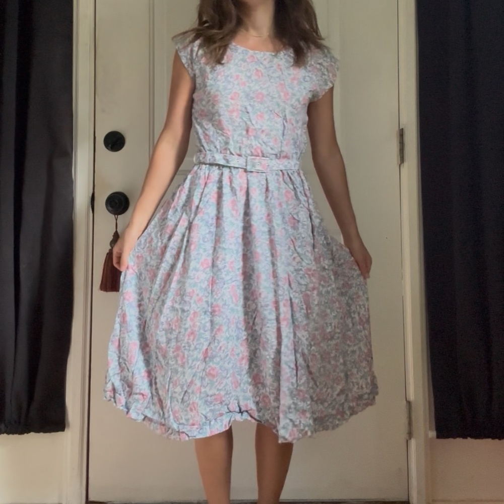 Vintage Floral Laura Ashley Belted Dress